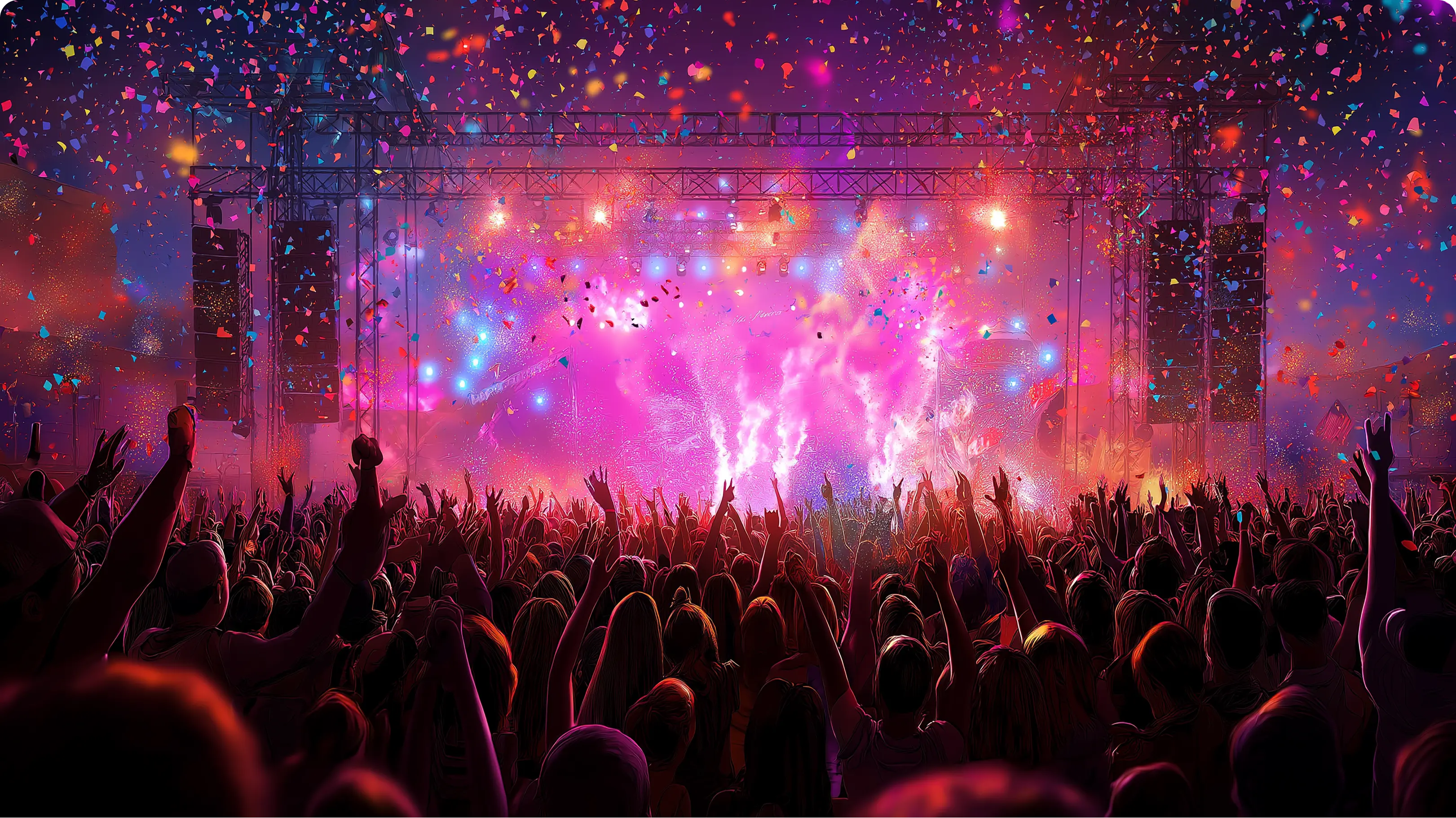 Live concert with raised hands
